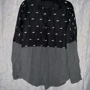 Stylish Black and Gray Casual Button-Down Shirt